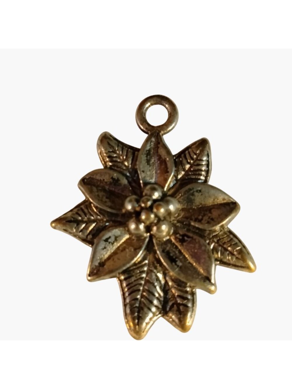Poinsettia Charm Pendant  Flower Antique Silver For Crafting & Jewelry Making